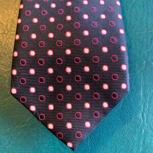 BLACK LABEL by Ruffini Italy Men’s 100% Silk Neck Tie Hand Made blue black Dots